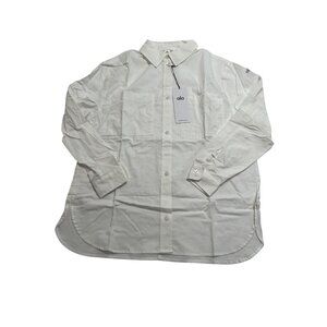 ALO Yoga Cotton Real Deal Button Up Long Sleeve in White